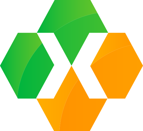 綠色橙色字母X矢量logo圖標 logo png