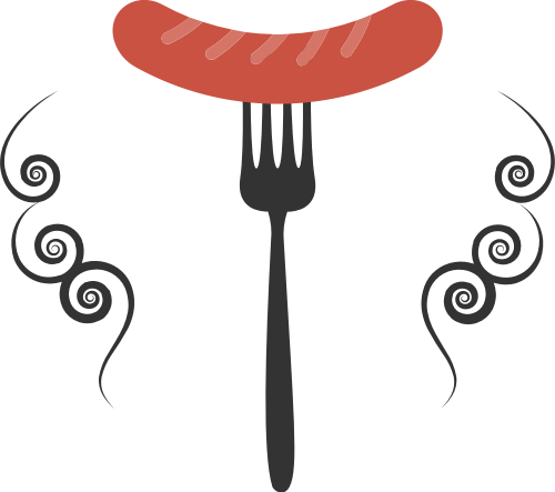 紅棕色叉子香腸矢量logo logo png