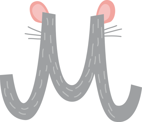 灰色老鼠字母M可愛動物矢量標(biāo)志圖片 logo png