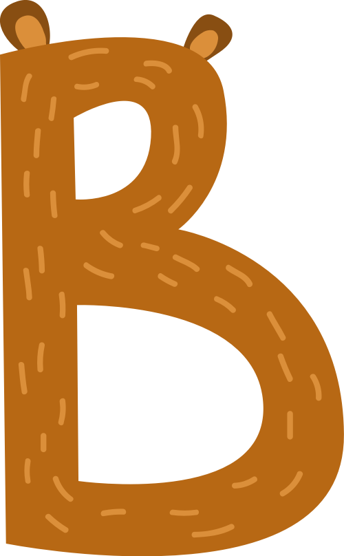 棕色小熊字母B卡通可愛動物logo設計素材 logo png