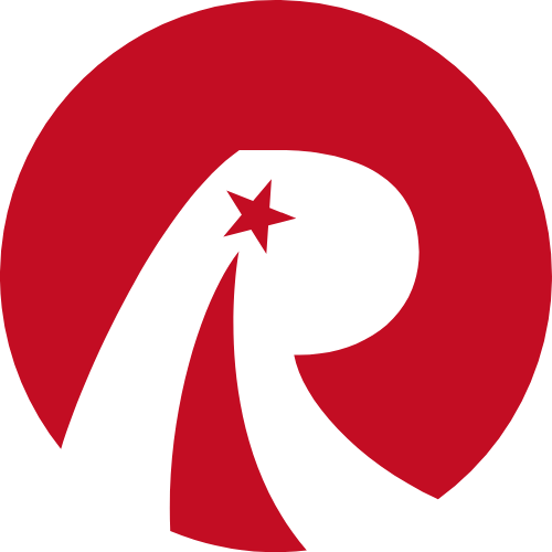 紅色五角星R字母 logo png